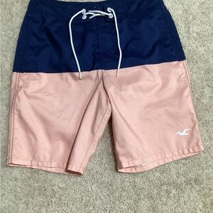 Hollister Men's Two-Tone Swim Shorts - Navy and Pink (NWOT)